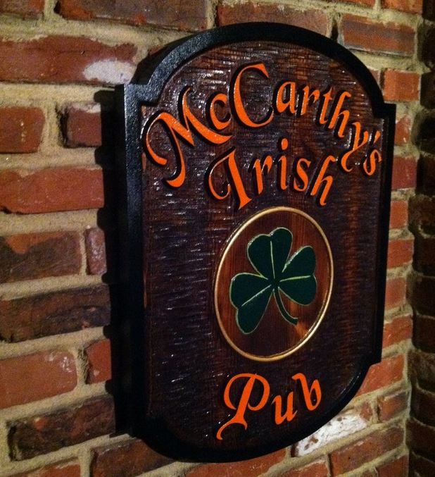 carved wooden sign